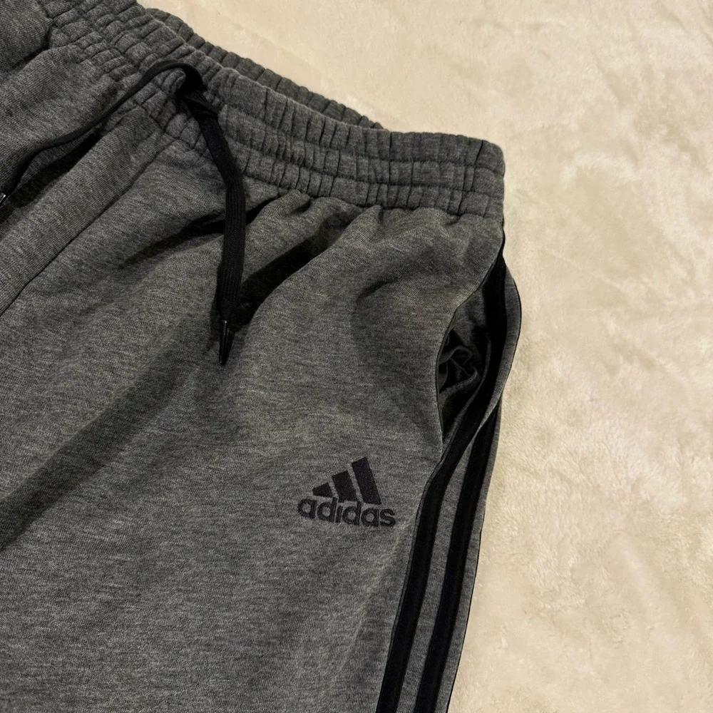Adidas men’s lounge sweatpants with three stripe grey and black size XL - Picture 2 of 9